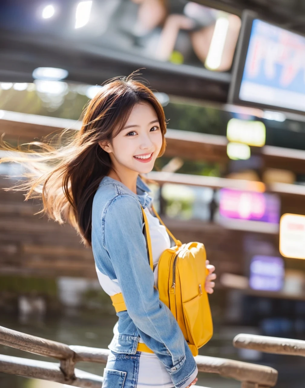 a beautiful woman,Cheerful and confident