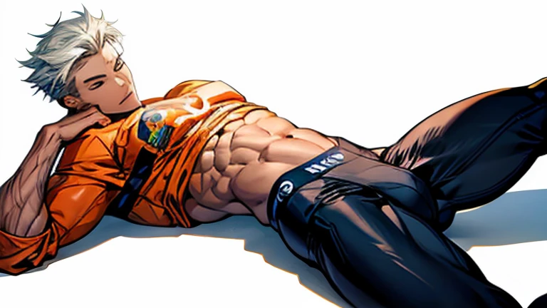 Lying on his stomach puffs of transparent Orange steam gather into the figure of a young man + in tight-fitting tights + aesthetically pleasing + beautiful + high resolution + hyperrealism + professional photo, Young guy, pronounced muscles, fifteen years old, posing, offering himself, tempting, erotic, in a thong, erotic, provocative Halloween costume, Rear top view, European appearance , daring, brutal hairstyle, large voluminous elastic lush buttocks, torn fabric exposed, ART painting, white hair, attractive uncovered male figure, full-length silhouette, image of insidious seduction, professional photo,