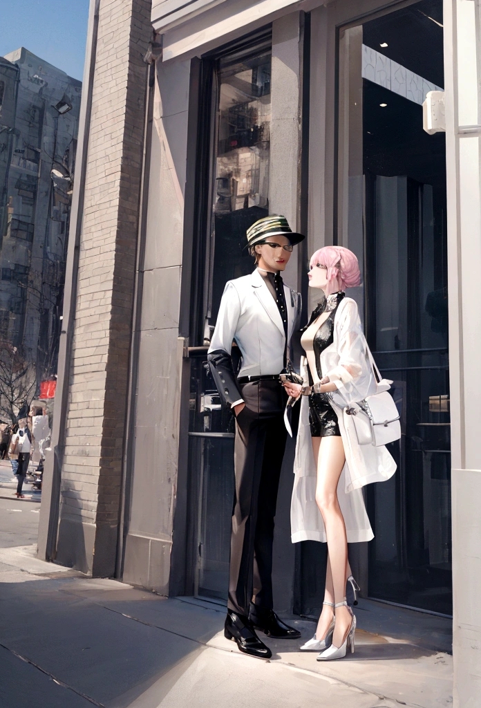 Fashionable and modern, Two people, men and women, Shine, restive