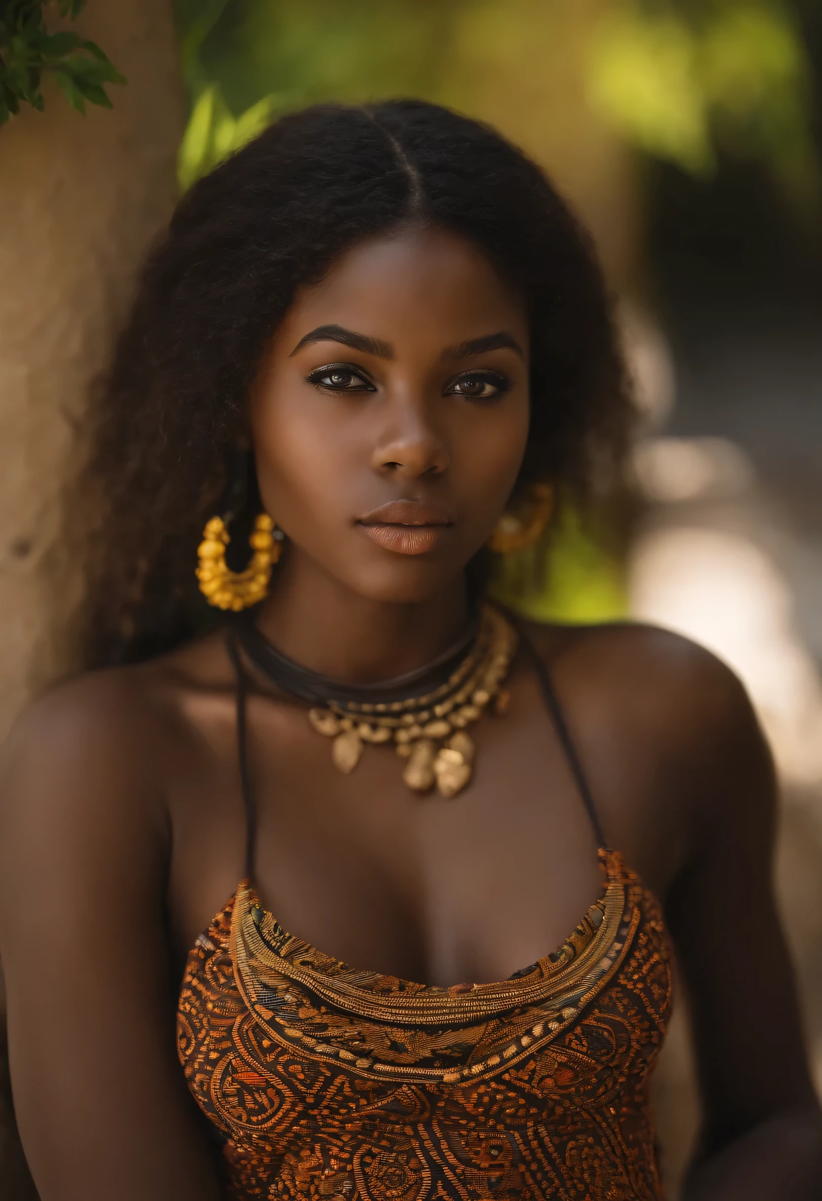 Fille, Africain, noir, The eyes of Anbar, cheveux longs, 16 to 19 years ,porter un short sexuel ,corps entier, pouty lips, belle poitrine et taille fine