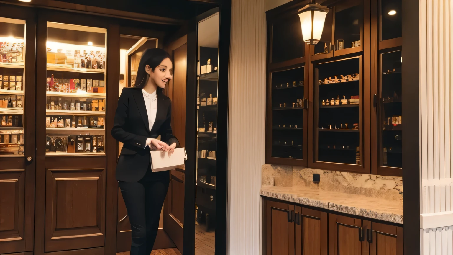 Woman shopping in Europe