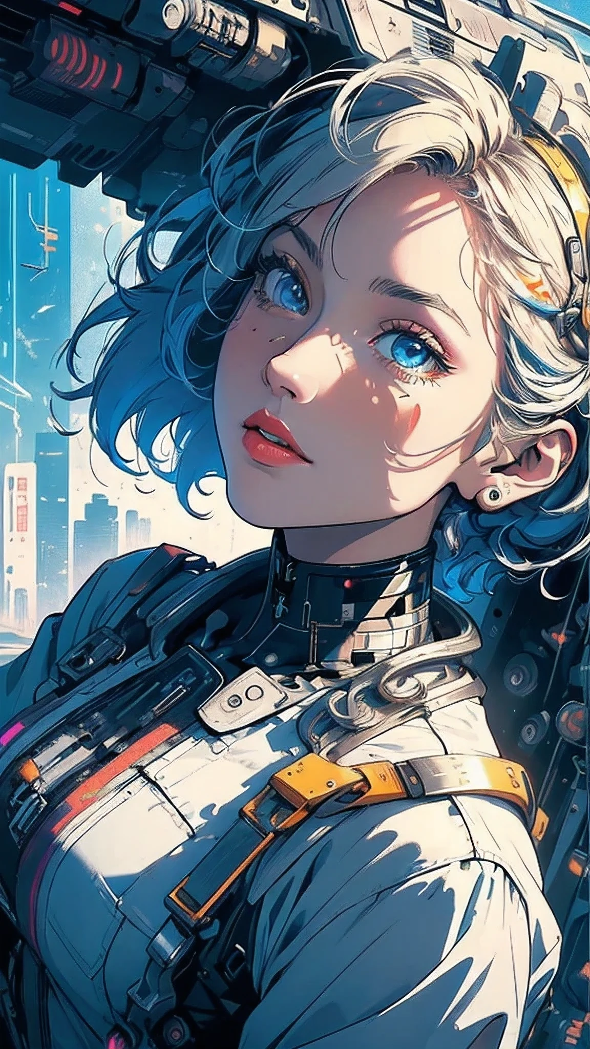 (((masterpiece, highest quality))),(((solo:1.2))),(((1girl:1.2))),32k wallpaper, very detailed, poster, vintage science fiction,(((((geometric cinematic movie poster))))), (bauhaus), shape,(((abstract))),(mid century modern),movie poster,(((((portfolio))))),(((((Close-up))))),(((((bust up))))),((((more various angle)))),(((highlight))),Vast landscape,((((heterochromia)))),(((complete. detailed face))),((((Extremely talented)))),(((((most complicated machine))))),(((genius mechanic))),((Overall colorfully)),neon sign