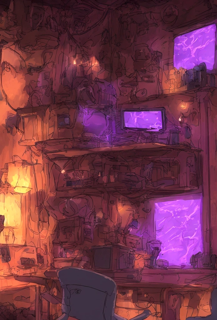 give me a gloomy gaming rood with purple leds