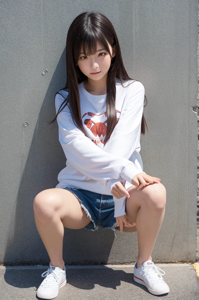 beautiful girl、Crab-legged stance
