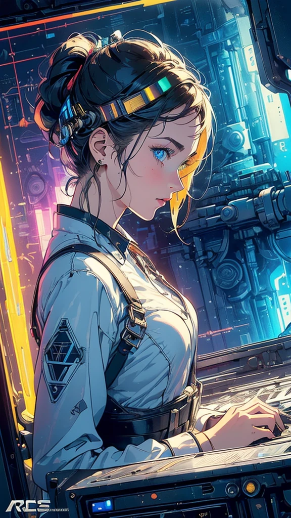 (((masterpiece, highest quality))),(((solo:1.2))),(((1girl:1.2))),32k wallpaper, very detailed, poster, vintage science fiction,(((((geometric cinematic movie poster))))), (bauhaus), shape,(((abstract))),(mid century modern),movie poster,(((((portfolio))))),(((((Close-up))))),(((((bust up))))),((((more various angle)))),(((highlight))),Vast landscape,((((heterochromia)))),(((complete. detailed face))),((((Extremely talented)))),(((((most complicated machine))))),(((genius mechanic))),((Overall colorfully)),neon sign