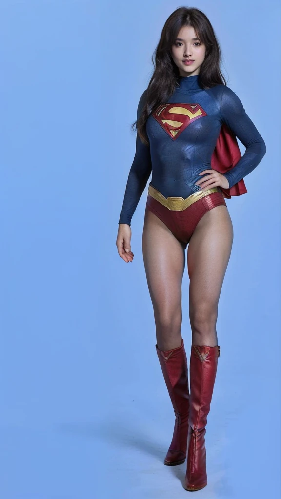 No background、(((Beautiful legs in black tights.)))、(((Legally express the beauty of your smile)))、((((Make the most of your original images)))、(((体にぴったりフィットするSupergirl Costume)))、(((Supergirl Costume)))、(((Beautiful Short Hair)))、(((She is winking cutely.)))、(((Please wear black tights....、Wear red boots)))、((Best image quality、8k))、((Highest quality、8k、masterpiece:1.3))、(((Preserve background )))、Sharp focus:1.2、Beautiful woman with perfect figure:1.4、Slim Abs:1.2、Wet body:1.5、Highly detailed face and skin texture、8k