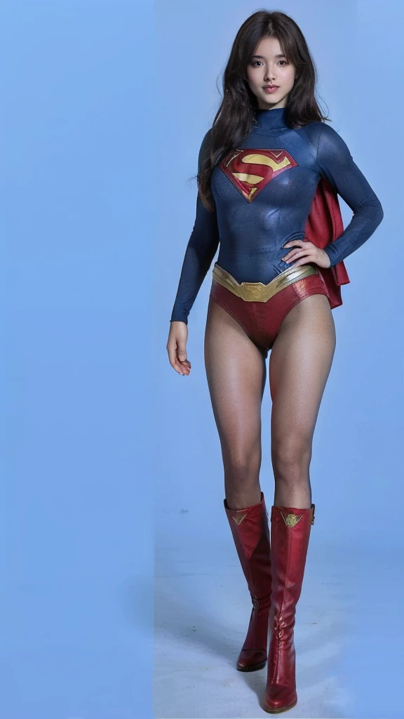 No background、(((Beautiful legs in black tights.)))、(((Legally express the beauty of your smile)))、((((Make the most of your original images)))、(((体にぴったりフィットするSupergirl Costume)))、(((Supergirl Costume)))、(((Beautiful Short Hair)))、(((She is winking cutely.)))、(((Please wear black tights....、Wear red boots)))、((Best image quality、8k))、((Highest quality、8k、masterpiece:1.3))、(((Preserve background )))、Sharp focus:1.2、Beautiful woman with perfect figure:1.4、Slim Abs:1.2、Wet body:1.5、Highly detailed face and skin texture、8k