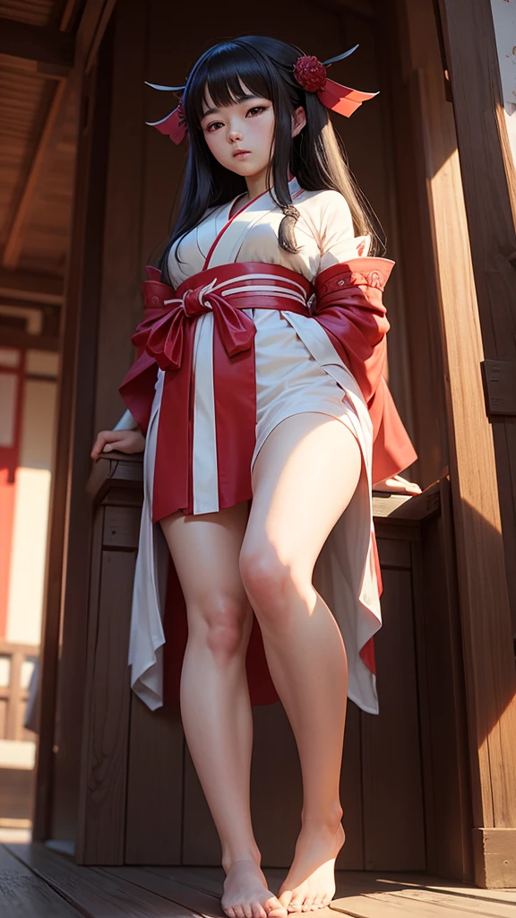 High definition、anime、pastel、A neat woman dressed in a shrine maiden outfit、Do not show your legs、Do not show thighs、Flowers sprout from beneath your feet、A long, flowing miko outfit、18age、Half red long silver hair、Full body portrait、Wearing clogs、Large eyes like opals、Powerful eyes、Dance dedicated to the gods