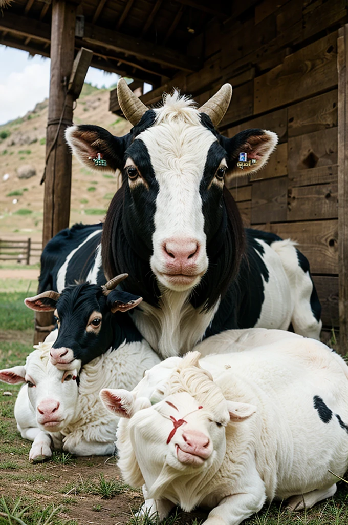 cartoon cow and goat 