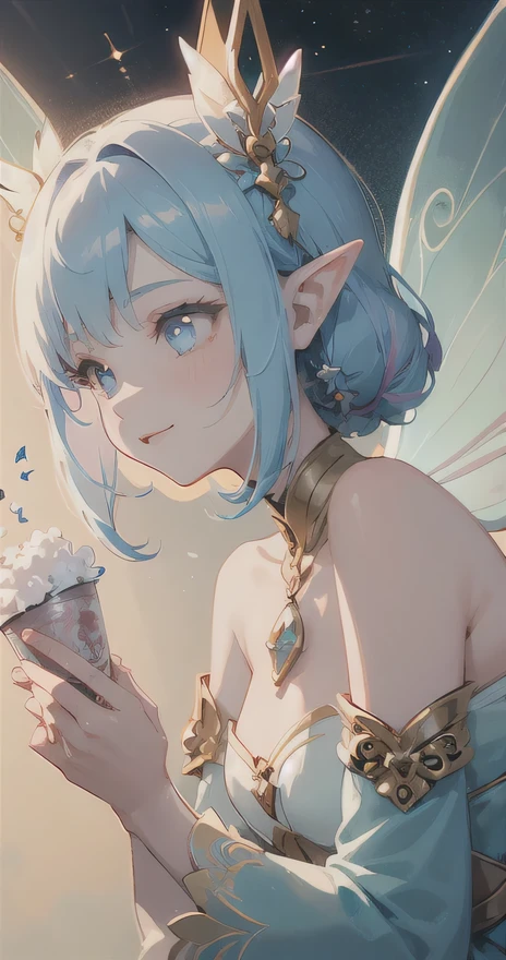 Masterpiece, best quality, The movie is still there., 1 girl, Natural green Fairy girl, Fairy, (close up:1.1), bright, be happy, enjoyable, soft light, (Bauhaus, shape, line, abstract:1.1)
