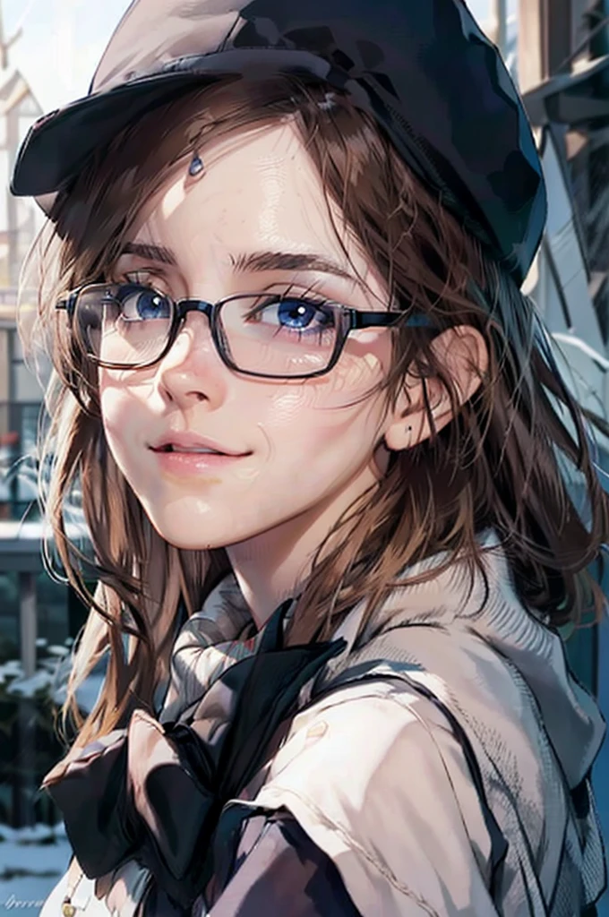 最high quality, high quality, High resolution, high quality texture, high quality shadows, High resolution, Beautiful details, Detailed CG, Detailed Texture, Realistic representation of face, Realistic, colorful, delicate, Cinematic Light, Side light, Lens flare, Ray Tracing, sharp concentrated, (1 Girl,concentrated:1.3), ( Intricate details, compensate, PureErosFaceV1:0.5), (細部まで美しいdelicateな顔, 緻密で美しいdelicateな瞳, Perfect Facial Proportions, Dense skin, Optimal ratio of four fingers to one thumb,  Beautiful breasts, Beautiful Hips, Smooth upper abdomen, Tilt,Blue Eyes　Glasses　Mature Woman　Duffle coat　Woolen hat　Scarf　gloves　Glasses　blush　Looking up　night　Falling snow　new york　Christmas tree　adventurous journey　gaze of love, impregnate me, lips of temptation, A sweet smile, 30 years old,