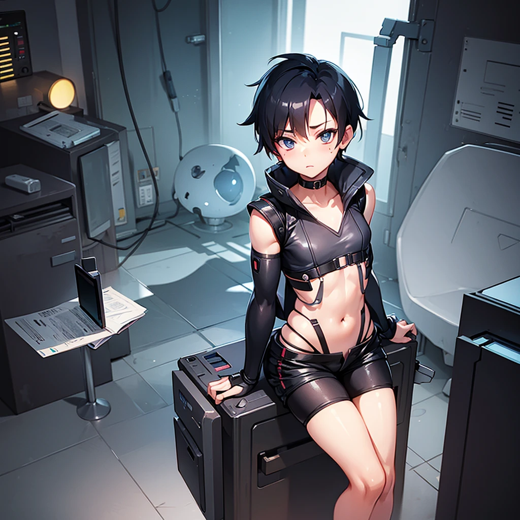 Sexy cyborg boy with shorts