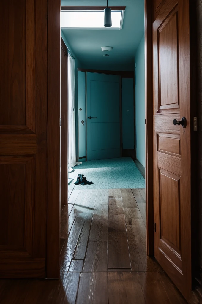Horror　Peeking through the gap in the door
