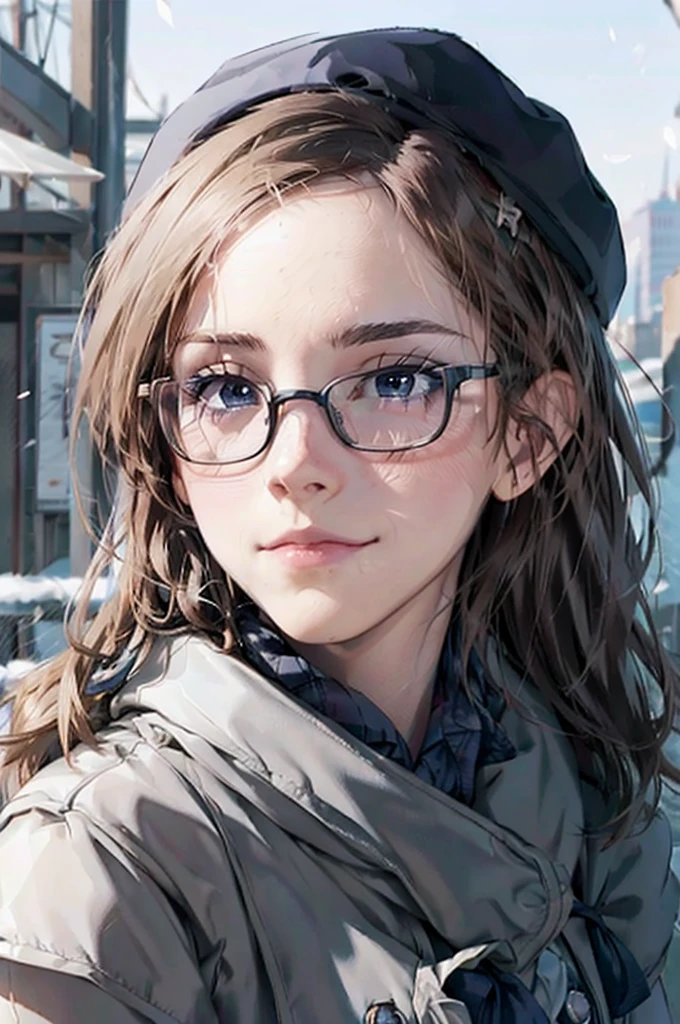 最high quality, high quality, High resolution, high quality texture, high quality shadows, High resolution, Beautiful details, Detailed CG, Detailed Texture, Realistic representation of face, Realistic, colorful, delicate, Cinematic Light, Side light, Lens flare, Ray Tracing, sharp concentrated, (1 Girl,concentrated:1.3), ( Intricate details, compensate, PureErosFaceV1:0.5), (細部まで美しいdelicateな顔, 緻密で美しいdelicateな瞳, Perfect Facial Proportions, Dense skin, Optimal ratio of four fingers to one thumb,  Beautiful breasts, Beautiful Hips, Smooth upper abdomen, Tilt,Blue Eyes　Glasses　Mature Woman　Duffle coat　Woolen hat　Scarf　gloves　Glasses　blush　Looking up　night　Falling snow　new york　Christmas tree　adventurous journey　gaze of love, impregnate me, lips of temptation, A sweet smile, 30 years old,