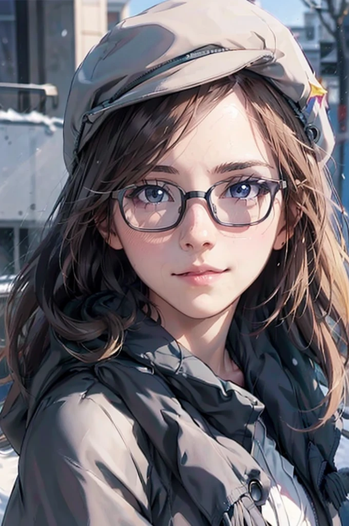 最high quality, high quality, High resolution, high quality texture, high quality shadows, High resolution, Beautiful details, Detailed CG, Detailed Texture, Realistic representation of face, Realistic, colorful, delicate, Cinematic Light, Side light, Lens flare, Ray Tracing, sharp concentrated, (1 Girl,concentrated:1.3), ( Intricate details, compensate, PureErosFaceV1:0.5), (細部まで美しいdelicateな顔, 緻密で美しいdelicateな瞳, Perfect Facial Proportions, Dense skin, Optimal ratio of four fingers to one thumb, Beautiful breasts, Beautiful Hips, Smooth upper abdomen, Tilt,Blue Eyes Glasses Mature Woman Duffle coat Woolen hat Scarf gloves Glasses blush Looking up night Falling snow new york Christmas tree adventurous journey gaze of love, impregnate me, lips of temptation, A sweet smile, 30 years old,
