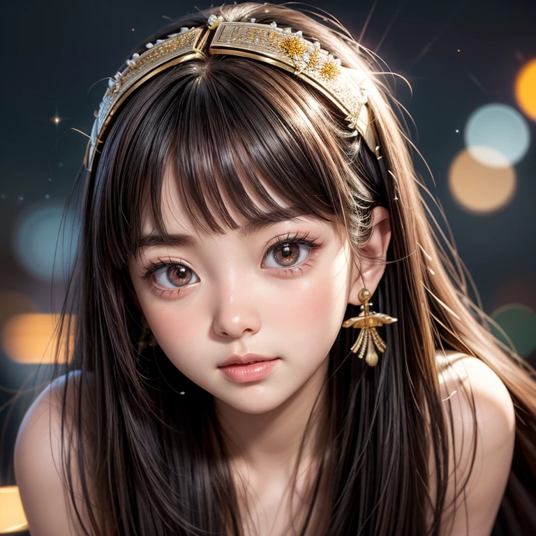 NSFW, 8k, High-level, absurd, masterpiece, best quality, primitive, very detailed CG, very detailed wallpaper, perfect lighting, Extremely detailed ((( personifying " Cleopatra " as a Girl))), MysticSight, Tyndall effect, Tyndall scattering, (Studio gray background with (Overflowing oodles Dazzling RainbowColorParticles (BokeH))), (RoundlyButts, ThighGap), (Exposed:0.4), (Assfocus with looking ahead) BREAK (Acutance:0.88), (NOGIZAKA face variations) Extremely Detailed very KAWAII face variations, perfect anatomy, Childish, CaptivatingGaze ElaboratePupils detailed Eyes with (sparkling highlights:1.28), (Voluminous LongEyelashes:0.88)、GlossyRED Lips with beautiful details, RosyCheeks, Radiant PearlSkin with Transparency . { (Dynamic LifeLike expressions:1.4) | (:d) }, (large eyes:-1) .