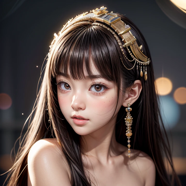 NSFW, 8k, High-level, absurd, masterpiece, best quality, primitive, very detailed CG, very detailed wallpaper, perfect lighting, Extremely detailed ((( personifying " Cleopatra " as a ))), MysticSight, Tyndall effect, Tyndall scattering, (Studio gray background with (Overflowing oodles Dazzling RainbowColorParticles (BokeH))), (RoundlyButts, ThighGap), (Exposed:0.4), (Assfocus with looking ahead) BREAK (Acutance:0.88), (NOGIZAKA face variations) Extremely Detailed very KAWAII face variations, perfect anatomy, Childish, CaptivatingGaze ElaboratePupils detailed Eyes with (sparkling highlights:1.28), (Voluminous LongEyelashes:0.88)、GlossyRED Lips with beautiful details, RosyCheeks, Radiant PearlSkin with Transparency . { (Dynamic LifeLike expressions:1.4) | (:d) }, (large eyes:-1) .