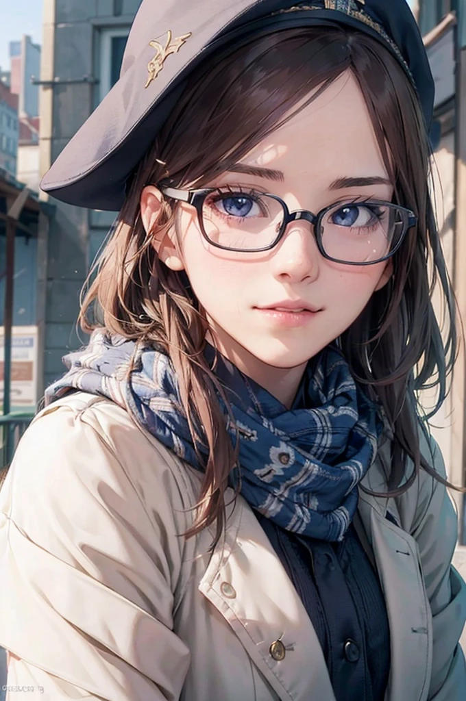 最high quality, high quality, High resolution, high quality texture, high quality shadows, High resolution, Beautiful details, Detailed CG, Detailed Texture, Realistic representation of face, Realistic, colorful, delicate, Cinematic Light, Side light, Lens flare, Ray Tracing, sharp concentrated, (1 Girl,concentrated:1.3), ( Intricate details, compensate, PureErosFaceV1:0.5), (細部まで美しいdelicateな顔, 緻密で美しいdelicateな瞳, Perfect Facial Proportions, Dense skin, Optimal ratio of four fingers to one thumb,  Beautiful breasts, Beautiful Hips, Smooth upper abdomen, Tilt,Blue Eyes　Glasses　Mature Woman　Duffle coat　Woolen hat　Scarf　gloves　Glasses　blush　Looking up　night　Falling snow　new york　Christmas tree　adventurous journey　gaze of love, impregnate me, lips of temptation, A sweet smile, 30 years old,