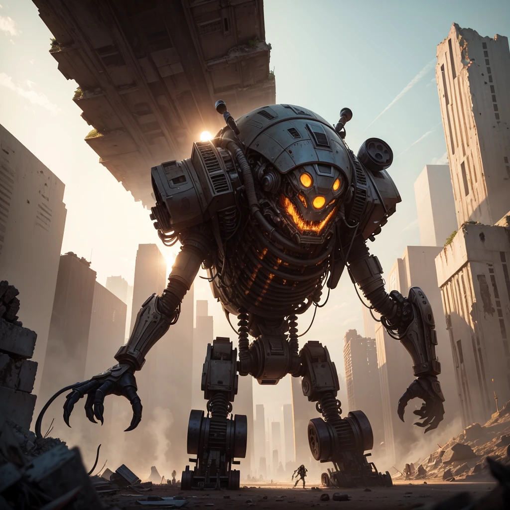 In the ruins of an alien city, a scavenging robot looks for useful parts (it greatly resembles a rodent with many tool appendages)