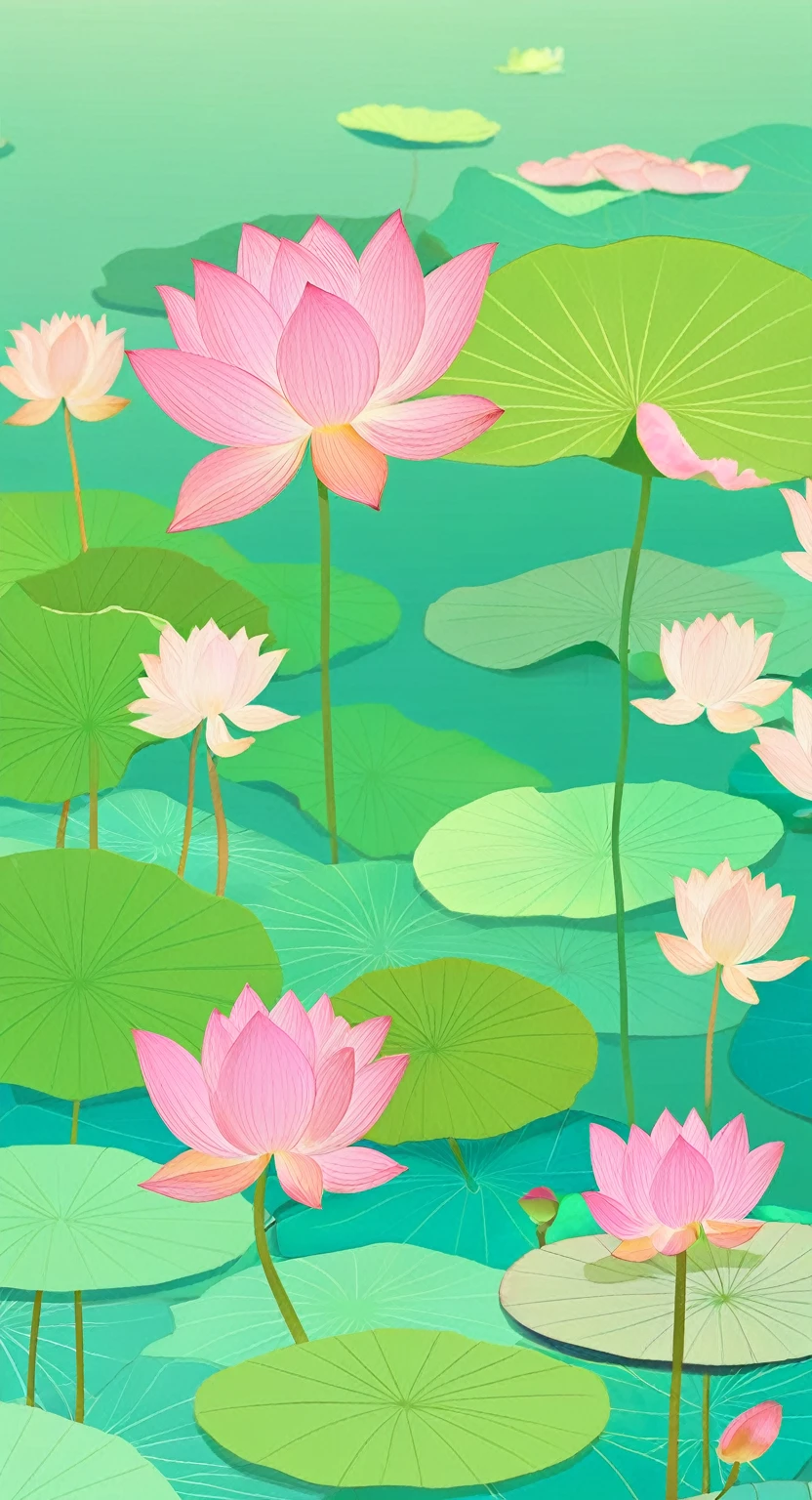The poster is mainly pink,In the quiet wonderland,The breeze blows the green lotus leaves, The lotus is like a beautiful woman's smile,Glittering in the morning dew。The ancient pavilion is hidden among the hazy smoke and lush trees.,Like a beautiful woman wearing a light veil,Shy and waiting to bloom。The blue waves gently embrace the beautiful figure of Caiting,Bridge corridor,Like a poet humming, The drizzle falls on this quiet lake,Ripples,Like notes jumping on strings,Play a natural。Birds flying over the water,Leaving behind distant songs,All things grow in this peaceful and tranquil place,Only time flows slowly in silence,Freeze this moment of tranquility forever。 In this dream world,The fragrance of flowers,Heart changes with the scene,Every detail weaves a silent love song, Enjoy the lotus flowers and brew tea,Listen to the wind and talk about the past,Let the tranquility of paradise penetrate your heart,In this world outside the clock,Posthumous,With poetry。4k,Ultra HD