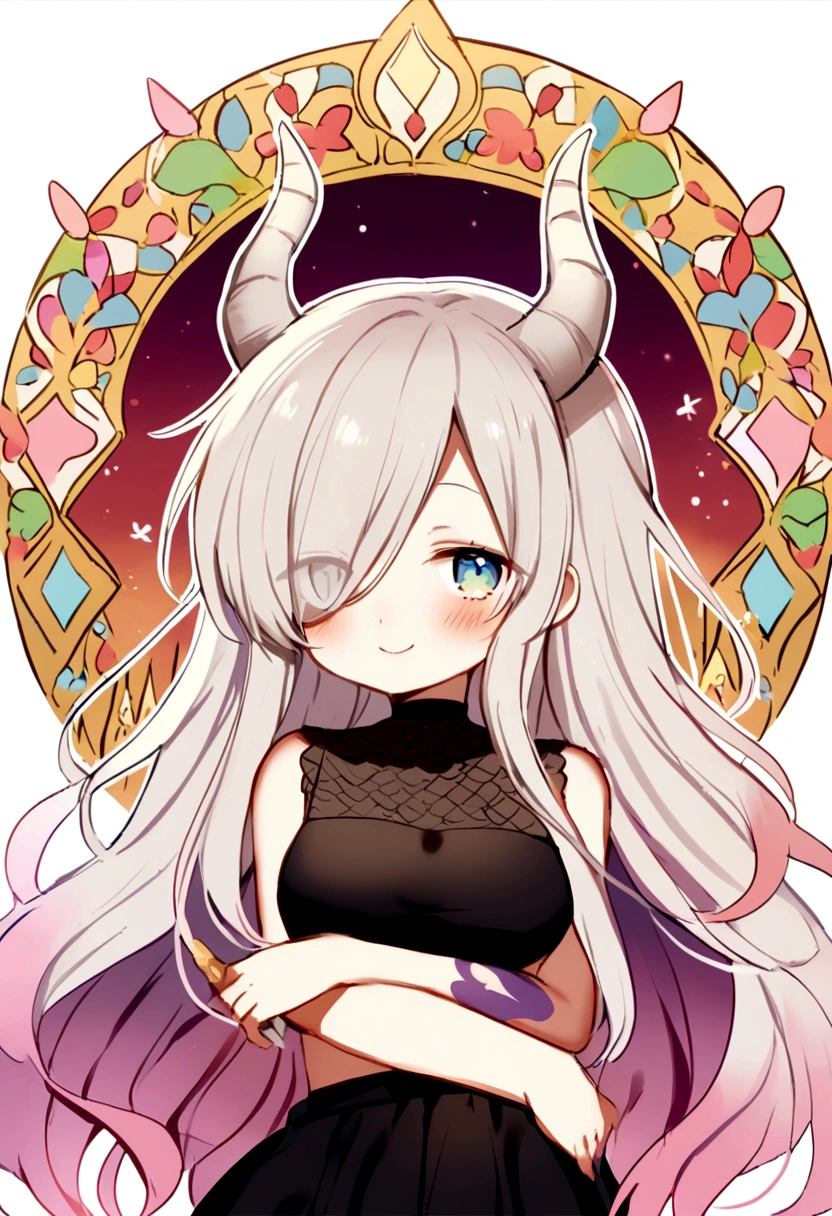 kobayashisan, Kanna, solo, smile, dragon girl, horns