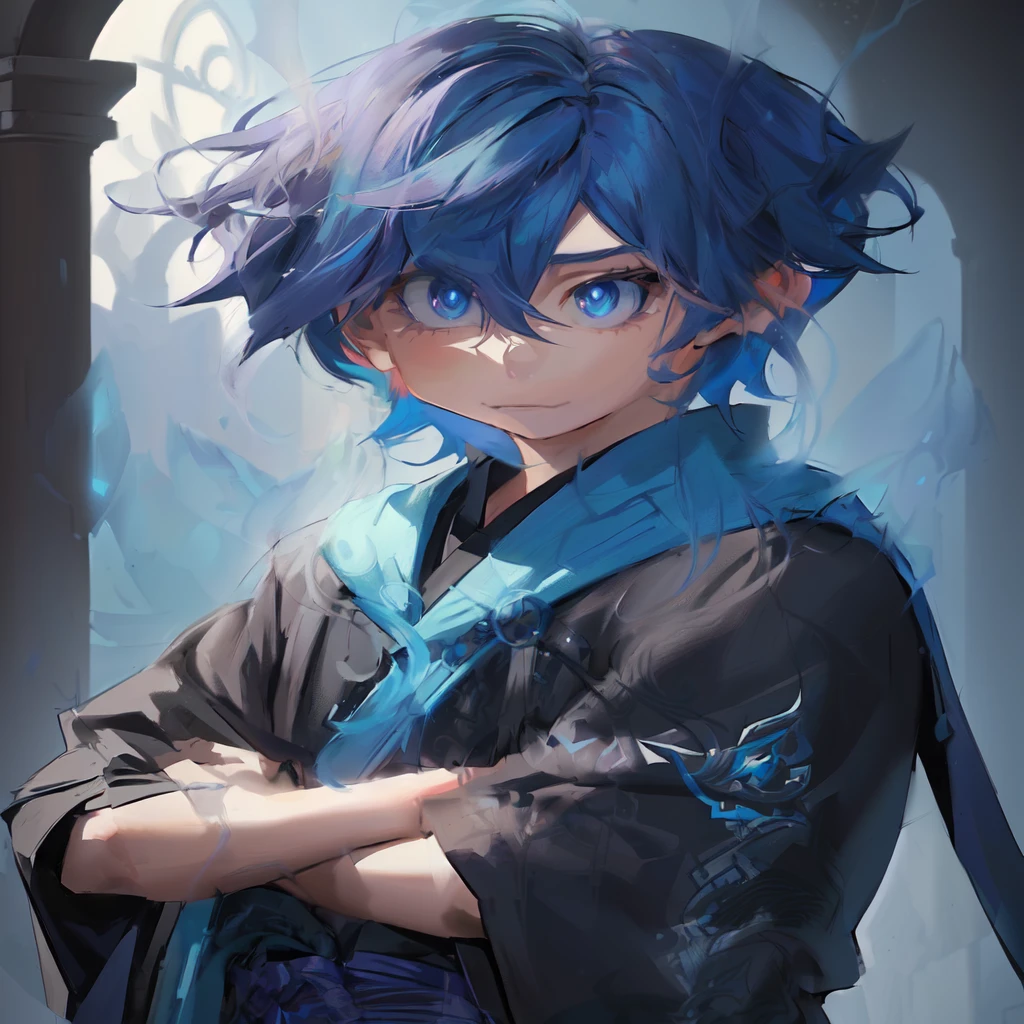 anime character with blue hair and blue eyes standing in front of a building, keqing do impacto genshin, anime, cara de anime alto com olhos azuis, jovem anime homem, estilo de arte anime moe, estilo anime 2d, zhongli do impacto genshin, cute japanese demon boy, handsome guy in demon slayer art, estilo de arte de anime de alta qualidade
