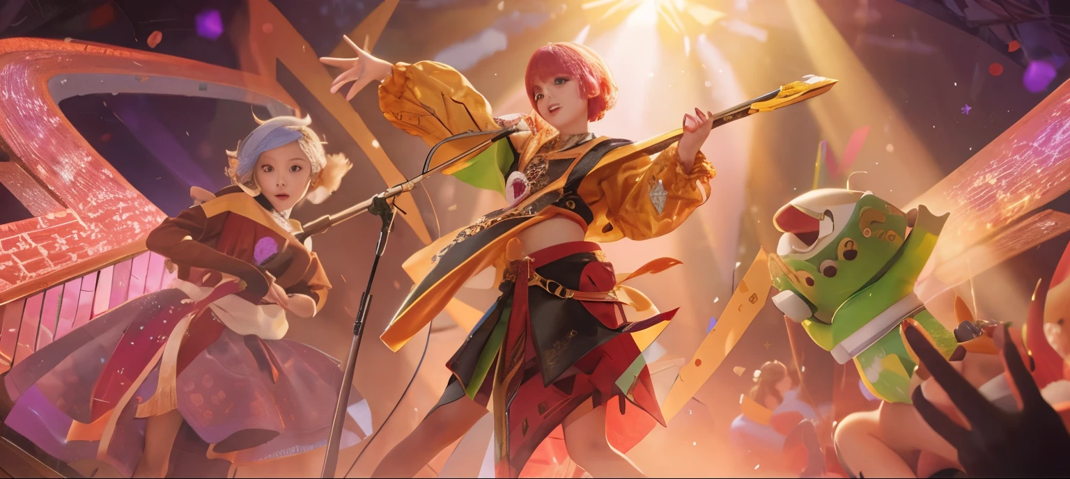 Best Quality, 1girl, kda, solo, long hair, short hair hair, dress,