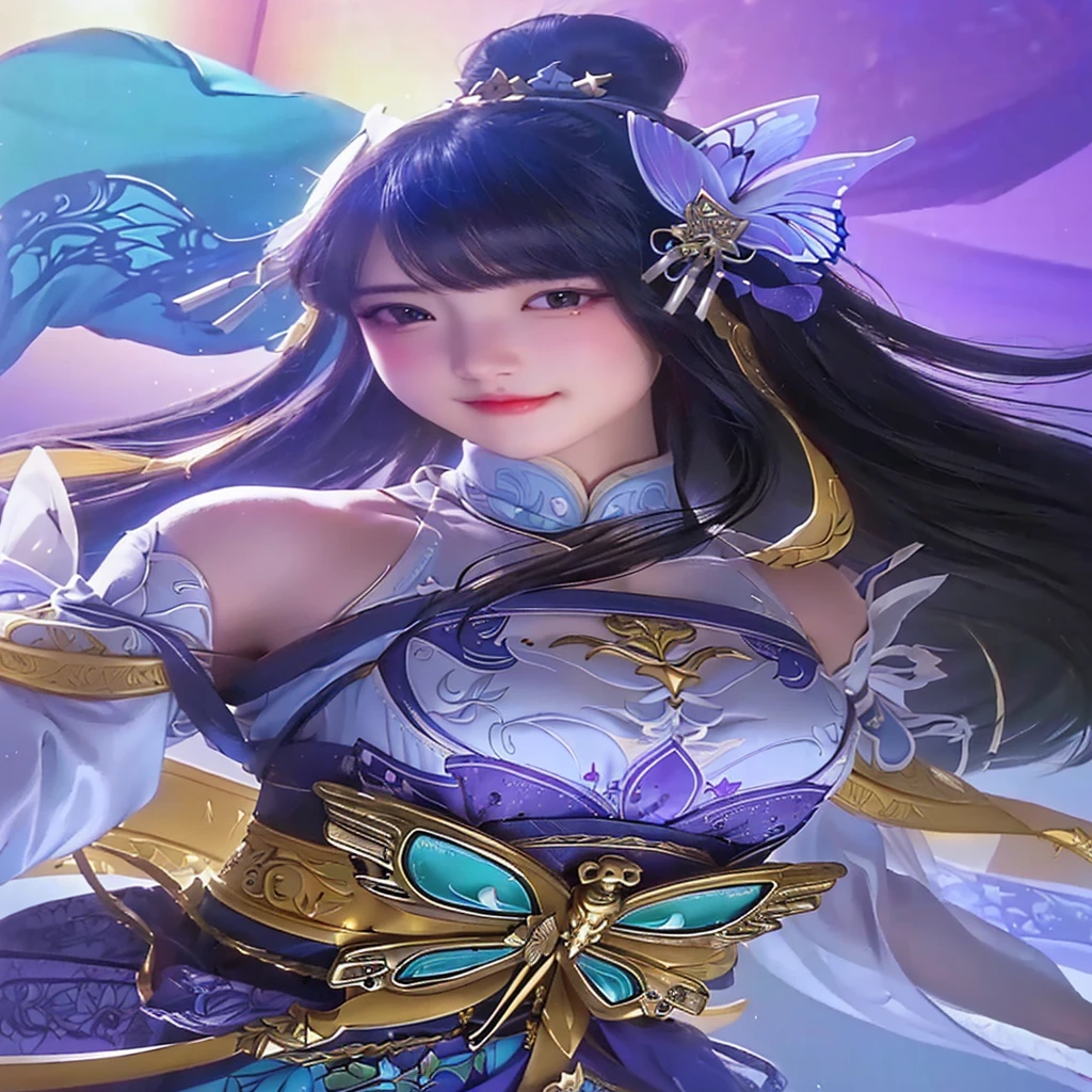 a close up of a woman with a sword and a butterfly, portrait knights of zodiac girl, yun ling, extremely detailed artgerm, heise jinyao, inspired by Pu Hua, inspired by Ju Lian, irelia, inspired by Wu Bin, g liulian art style, artgerm detailed, inspired by Wu Li, inspired by Lan Ying