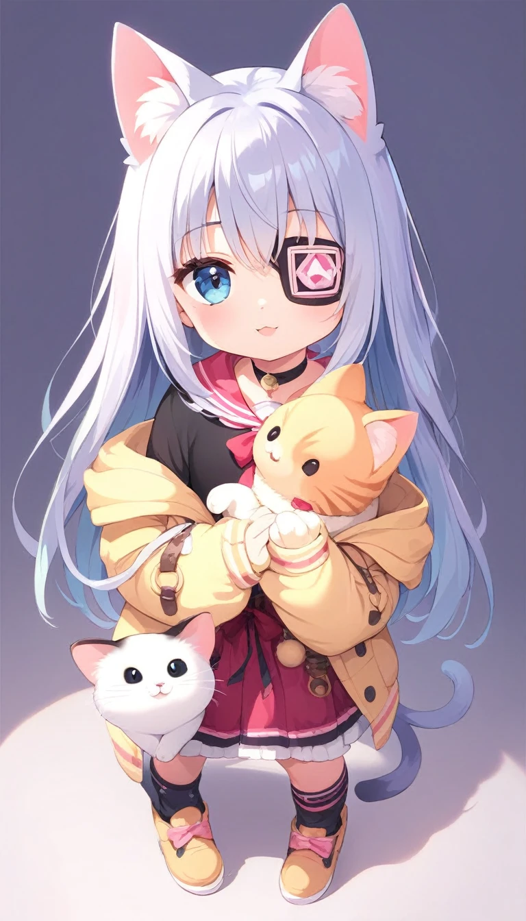 score_9, score_8_up, score_7_up, detailed, rating safe, absurdity, full body, cat, cute, looking at viewer, eyepatch, 