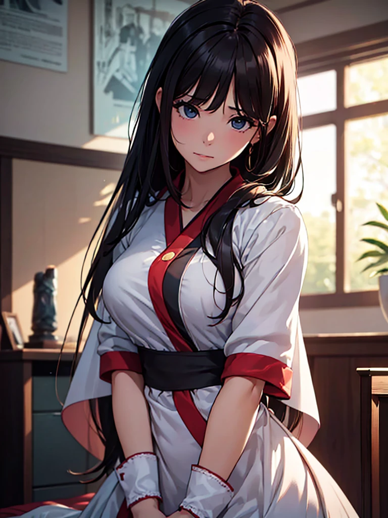 (masterpiece、top-quality、hight resolution), We capture a woman who has just been discovered to be a call girl by a man she is familiar with. Despite the awkward situation, she tries to remain calm and professional. She speaks with a mixture of resignation and determination." Treat me like any other call girl. Thank you for choosing me. Let's have sex in a pleasant way." The setting is a dimly lit room, and the focus is on her efforts to maintain her demeanor as a sex worker, even though she is nervous in her call girl attire.