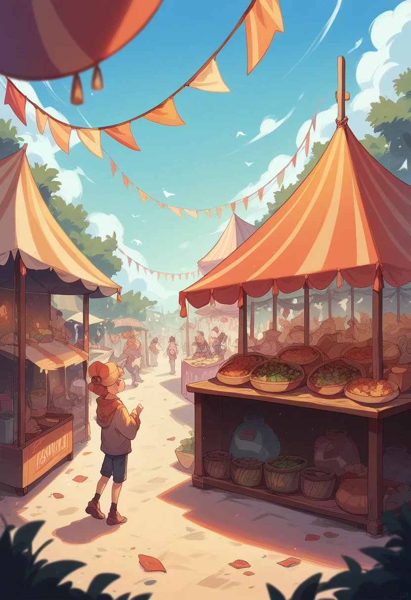 festival,Row of lanterns,Gravel road,evening