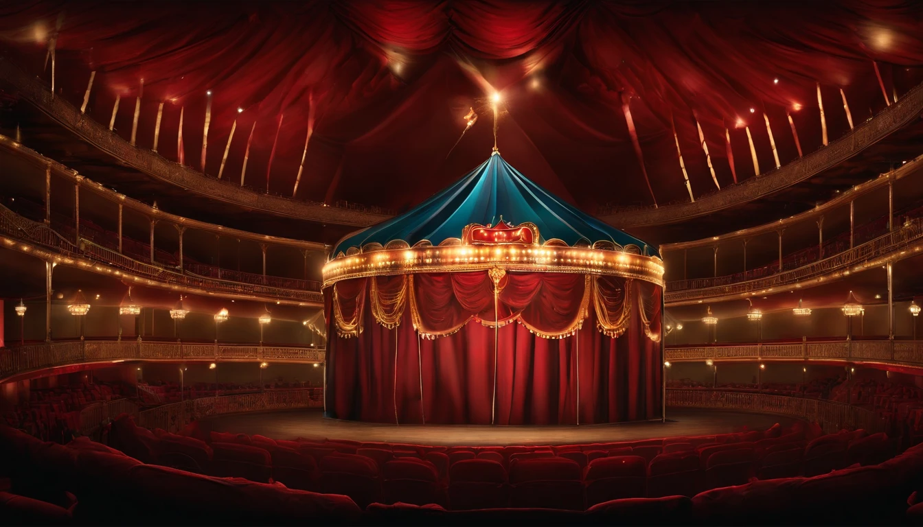 A terrifying circus, no animals, inside 