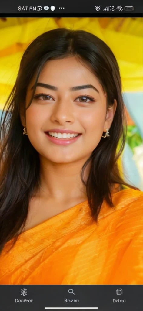 Perfect face of rashmika big boobs, wearing wedding outfit, looking hot sexy, sitting on the bed, looking at viewer, highly detailed on eyes nose lips face, and beauty, looking at viewer, crew cut hair, beautiful eyes highly detailed on eyes, perfect eyes, and lips, image is a selfie, selfie big boobs,,