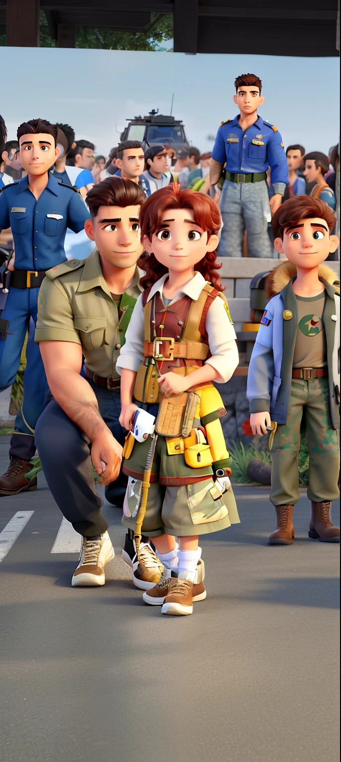 Imagem de um homen moreno de cabelo curto militar, com blusa bege abaraco com uma cor branca cabelo escuros e vestido de festa junina. No arraia