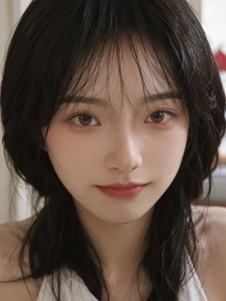 best quality, ultra high resolution, (realistically:1.4),Baoyu Girl ,A pair of clear and charming peach blossom eyes,The sun shines on the face,Big wavy hairstyle,(White skin:1.4),a sense of atmosphere,a beautiful girl,Looking directly at the viewer, naked body ,(lifelike:1.4),1 girl,Sexy.