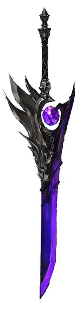Close up of purple and black sword,The sword heart is purple, Sword weapons, Dragon Staff, Fantasy weapons, Void Glass Obelisk, The style of the Ghost Slayer Blade, Fantasy Sword, Fantasy Blade, Intricate Fantasy Spear, Great Sword, 巨大的超Great Sword, Huge sword, Serrated Sword, Great Sword, The glittering gem on the hilt, Dragon Staff