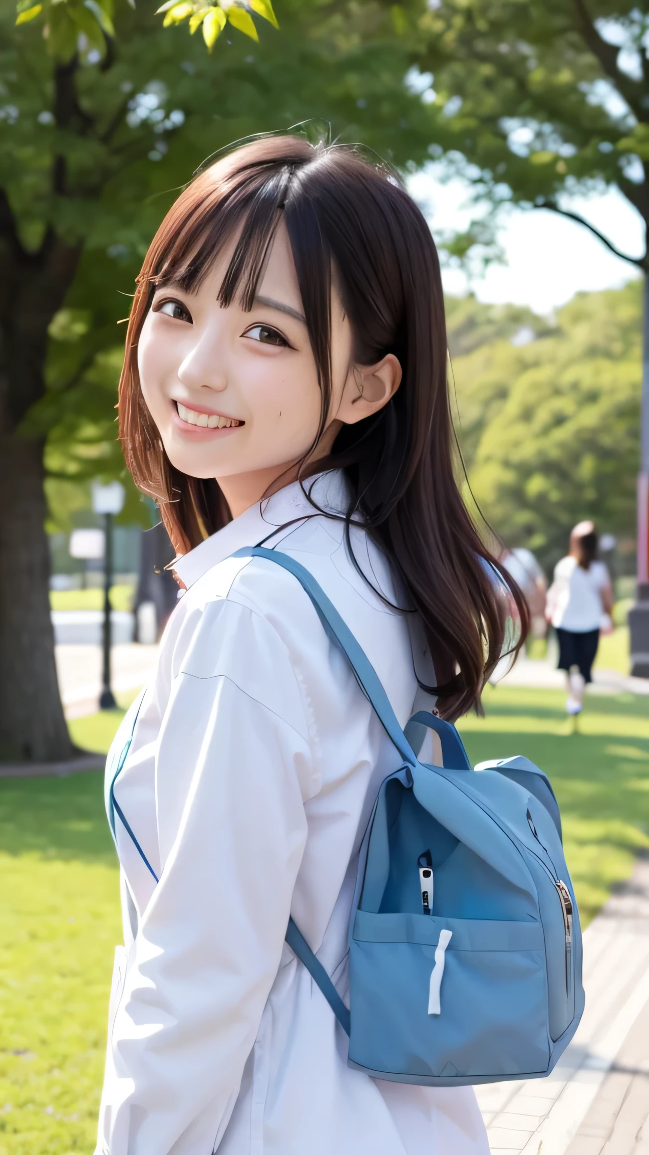 One woman、New Graduates、Outside Park、smile
