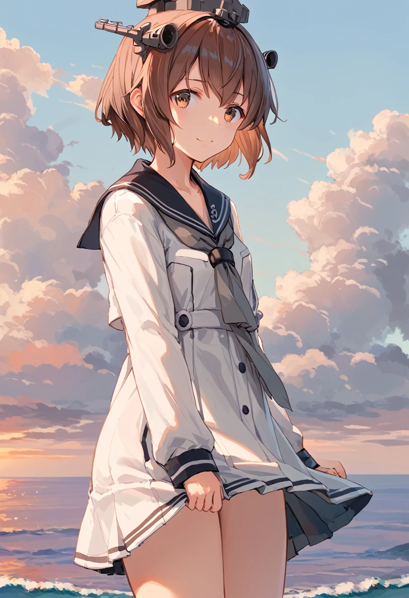 score_9,score_8_up,score_7_up,source_anime,cowboy shot,masterpiece,best quality,details background,extremely detailed,1girl,1girl,yukikaze (kancolle), brown hair, brown eyes,small breasts,short hair,
sailor dress,dress,sailor collar,long sleeves,neckerchief,grey neckerchief,white dress,black sailor collar,