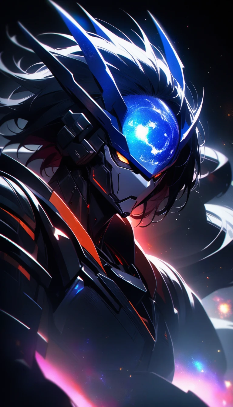 potrait of future badass samurai cyborg , detail armor , vibrant colour , 
galaxy with solar system as background, [cinematic, soft studio lighting, backlighting, dark background] cinematic light , 4K , high contrast