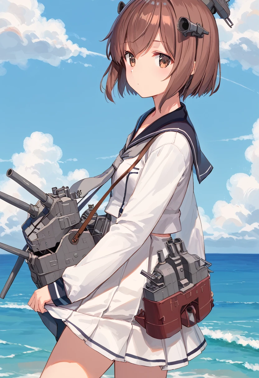 score_9,score_8_up,score_7_up,source_anime,cowboy shot,masterpiece,best quality,details background,extremely detailed,1girl,1girl,yukikaze (kancolle), brown hair, brown eyes,small breasts,short hair,
sailor dress,dress,sailor collar,long sleeves,neckerchief,grey neckerchief,white dress,black sailor collar,