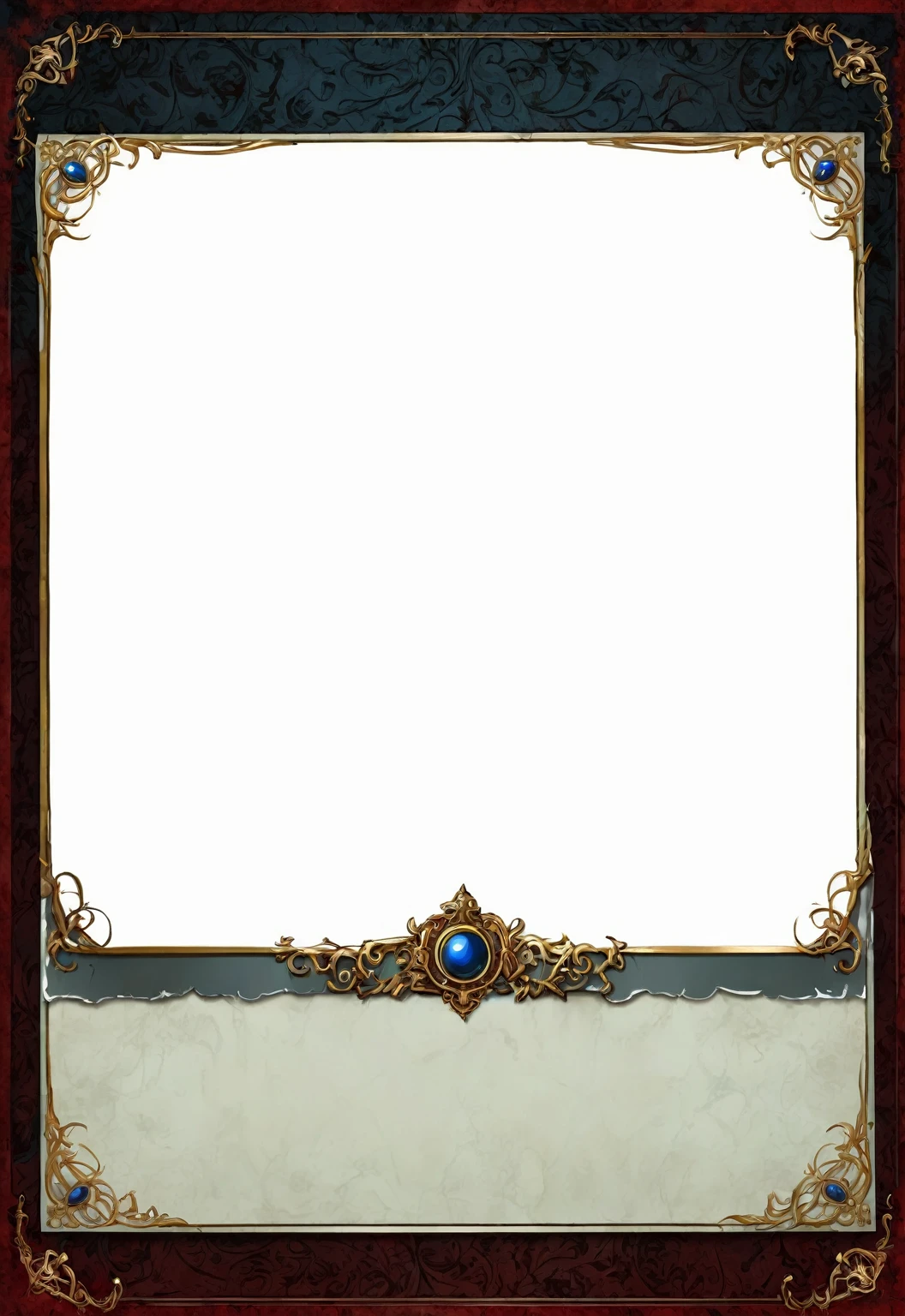 A card border UI,Medieval European aristocracy design,Dark Style,There are blood stains on the parchment backing.。