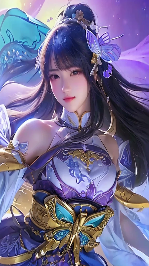 a close up of a woman with a sword and a butterfly, portrait knights of zodiac girl, yun ling, extremely detailed artgerm, heise jinyao, inspired by Pu Hua, inspired by Ju Lian, irelia, inspired by Wu Bin, g liulian art style, artgerm detailed, inspired by Wu Li, inspired by Lan Ying