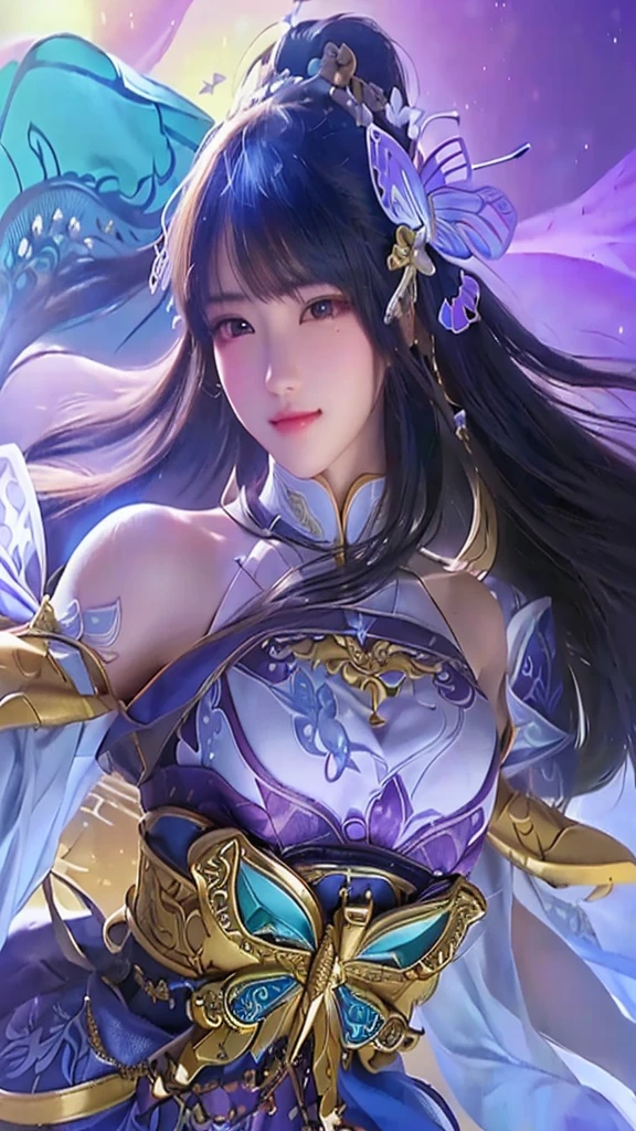 a close up of a woman with a sword and a butterfly, portrait knights of zodiac girl, yun ling, extremely detailed artgerm, heise jinyao, inspired by Pu Hua, inspired by Ju Lian, irelia, inspired by Wu Bin, g liulian art style, artgerm detailed, inspired by Wu Li, inspired by Lan Ying