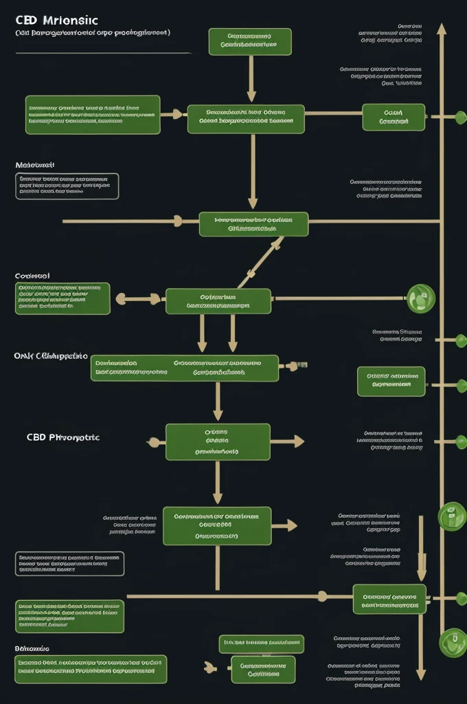 Make me a conceptual map of CBD biosynthesis with arrows indicating production Production of olivetolic acid and geranyl pyrophosphate, cannabigerolic acid synthesis, conversion to cannabidiolic acid and decarboxylation.
