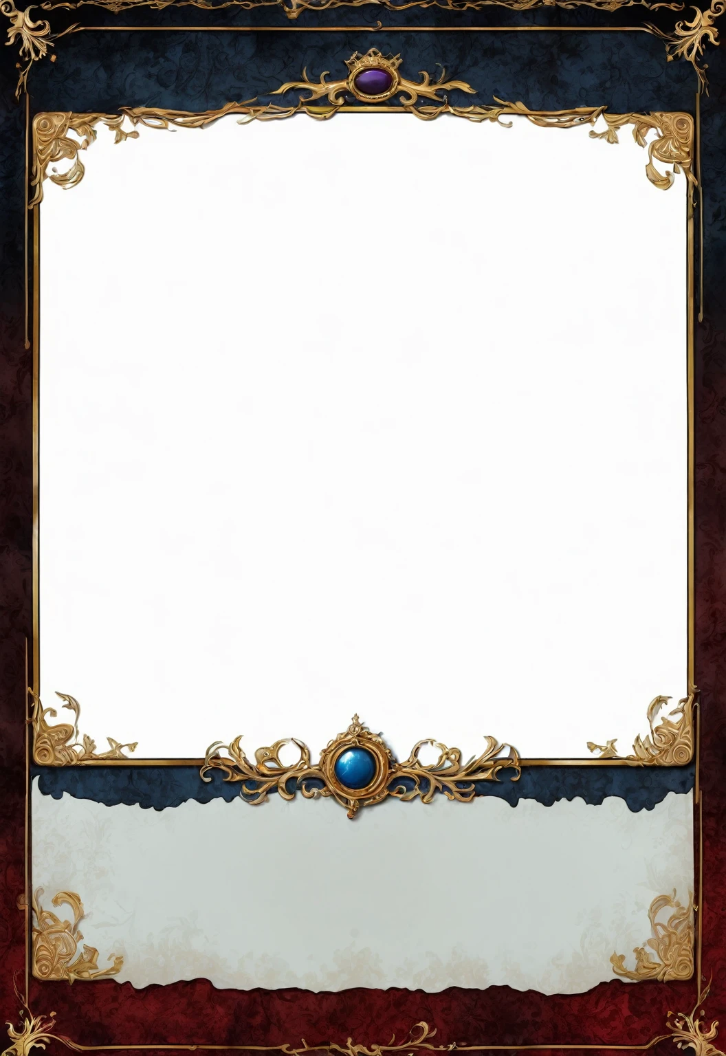 A card border UI,Medieval European aristocracy design,Noble and elegant dark style,There are blood stains on the parchment backing.。