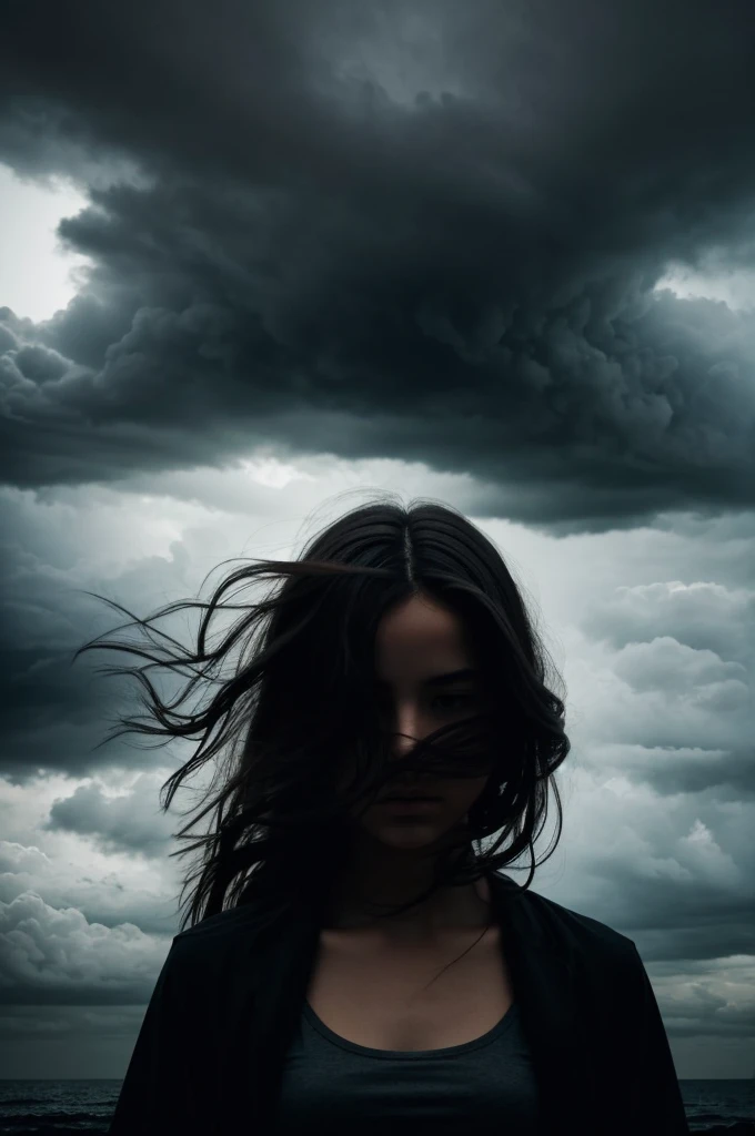 Section 1: "Unaware" - A faint, faceless figure in the background, surrounded by dark, swirling clouds, represents the girl's initial lack of awareness about her own potential and the societal expectations placed upon her.