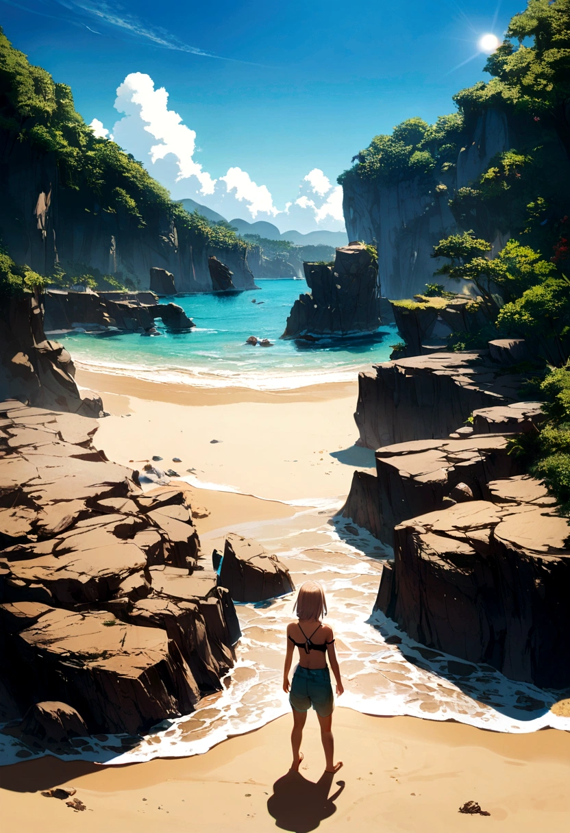 sonne, strand, thailand, felsen, meer, sand, wellen