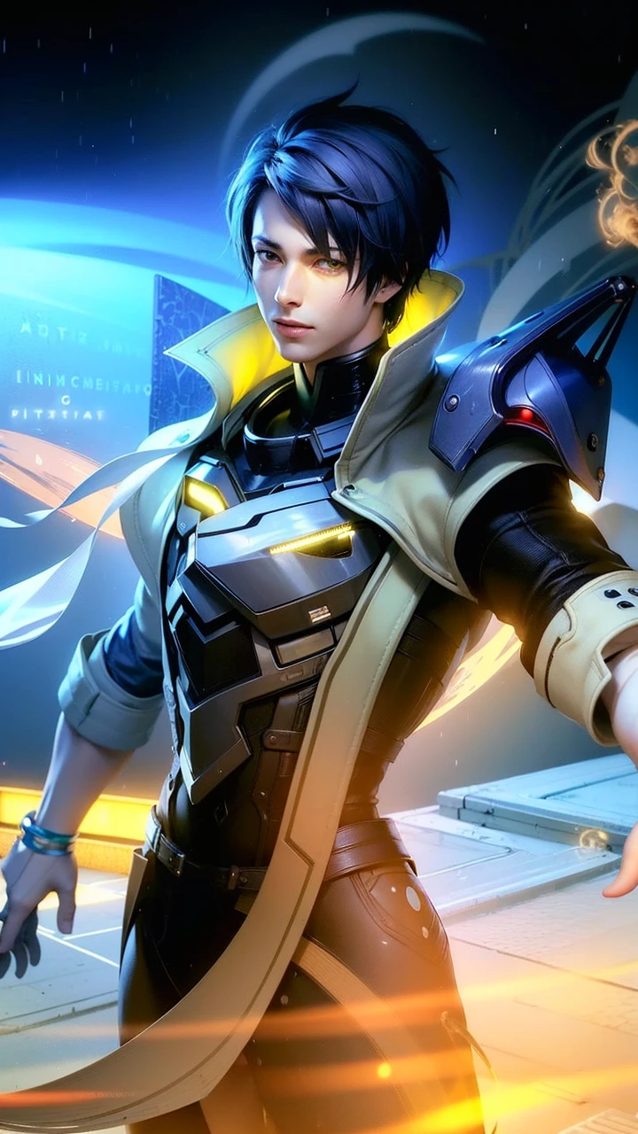 masculine male, masterpiece, ((perfect eyes)) best quality, (semirealism:1.9), beautiful lighting, (extremely detailed CG unity 4k fhd wallpaper), High Detail, Sharp focus, dramatic outdoors, 1 boy ,19 years old, white hair, light purpel eyes, smile.