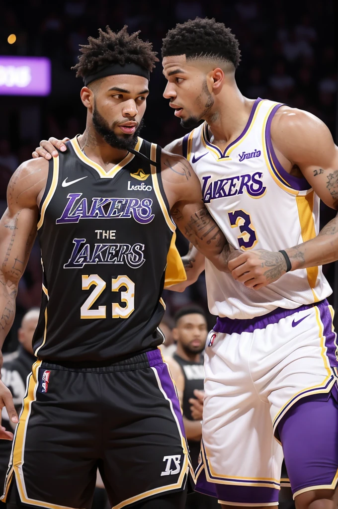 Um jogador do Lakers todo tatuado e forte