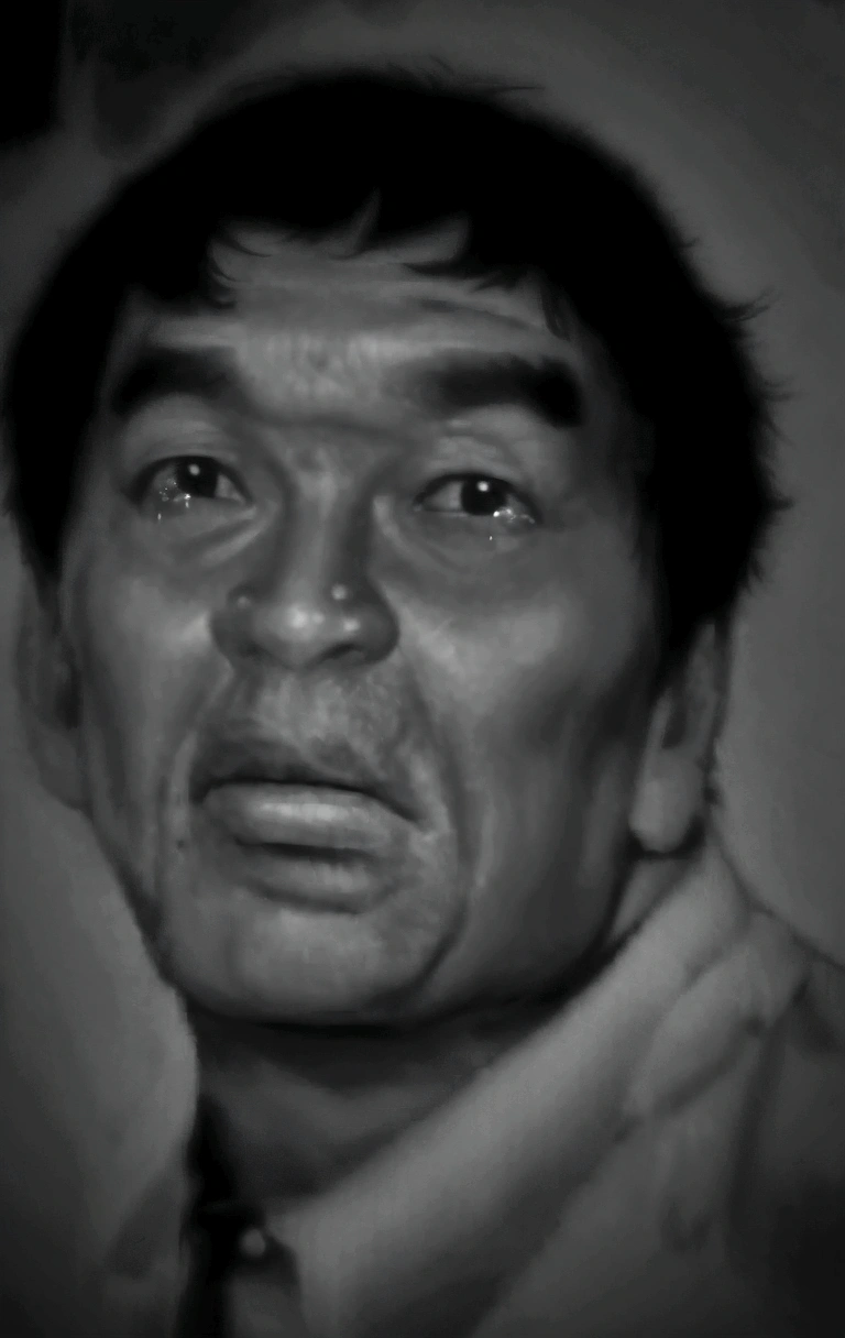 a black and white photo of a man with a tie, grainy photo of an ugly man, portrait of bruce lee, grainy black and white footage, grainy footage, grainy picture, grainy damaged photo, very grainy image, araki, grainy low quality, ( ( dithered ) ), bruce lee, portrait of a crying ai artist